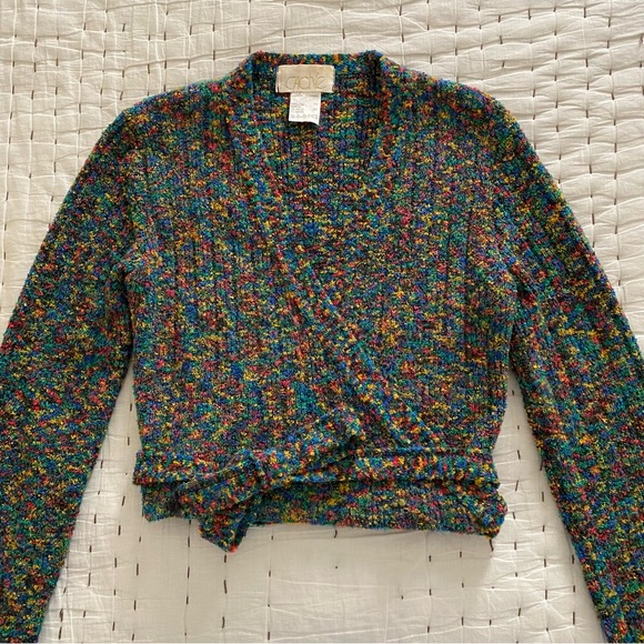 CACHE Multi-Colored Boucle Wrap-Around Sweater Cardigan Size XS - Picture 10 of 15